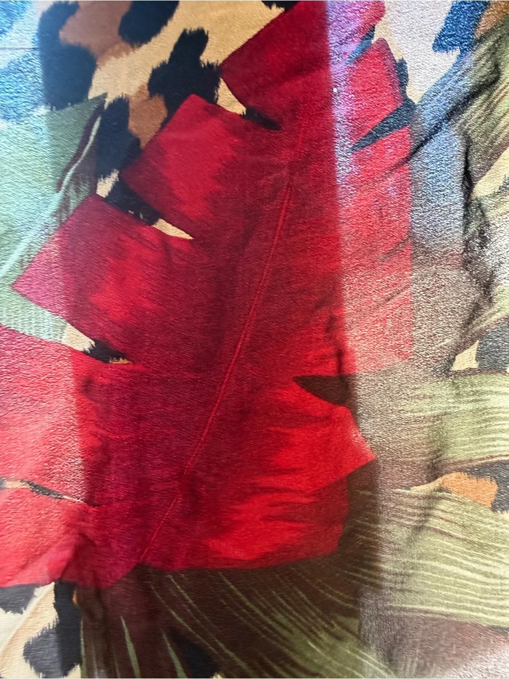Vintage Liz Claiborne Silk Scarf Mens Ascot Leopard Tropical 30x30 Floral Japan